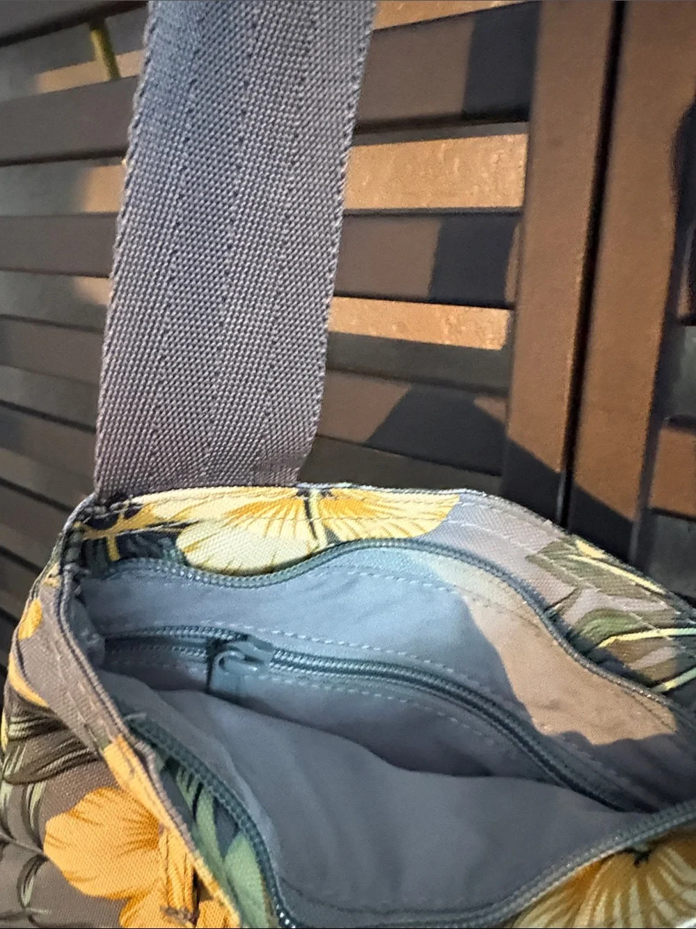 Dakine Gray Crossbody Bag with Yellow Floral Print
